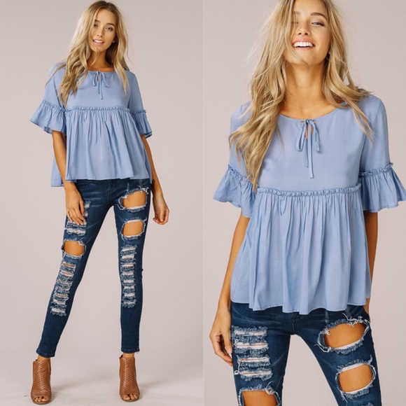 BELLANBLUE Tops - JORDAN Babydoll Top - BLUE